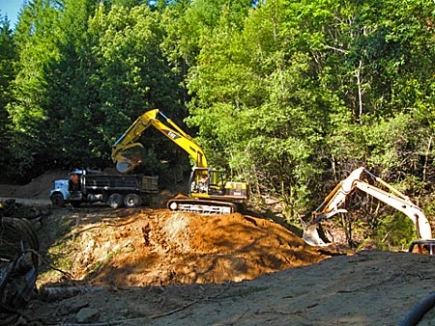 Excavation for a culvert replacement on a Forest Service Road